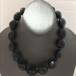 Black chunky 16 inch wooden bead necklace